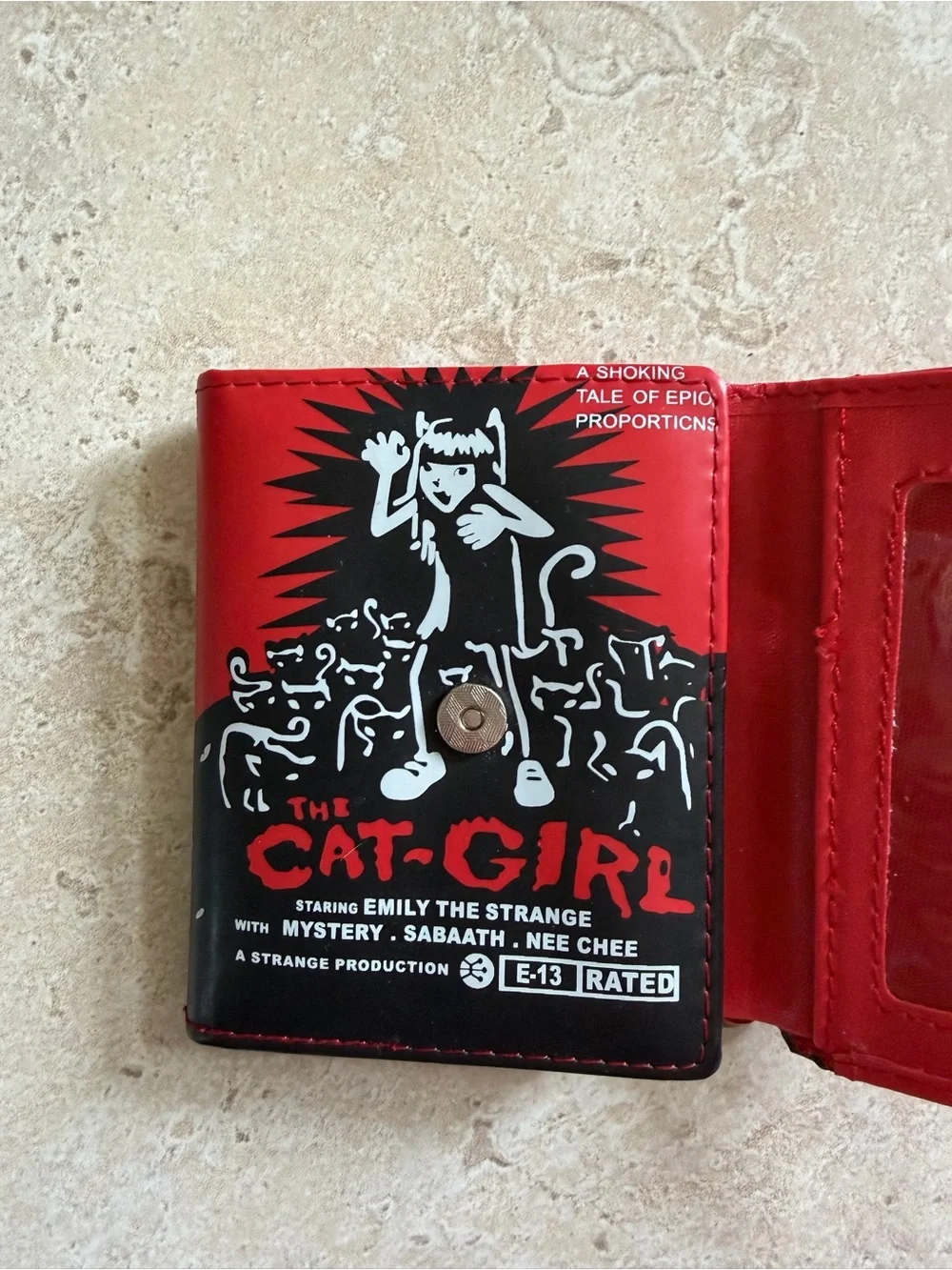 Rare Emily the Strange The Cat Girl Bi-fold Wallet 90s Y2K Emo Goth